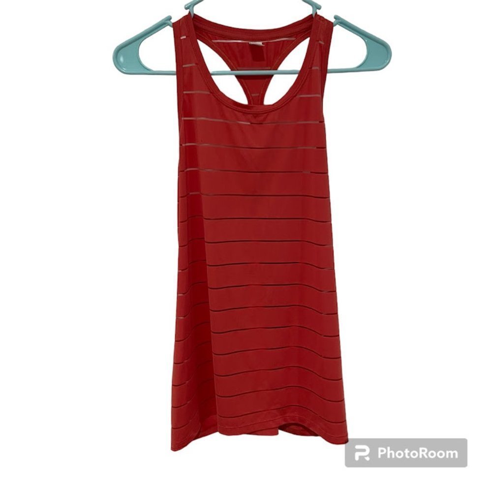 Athleta Red Striped Tank Top